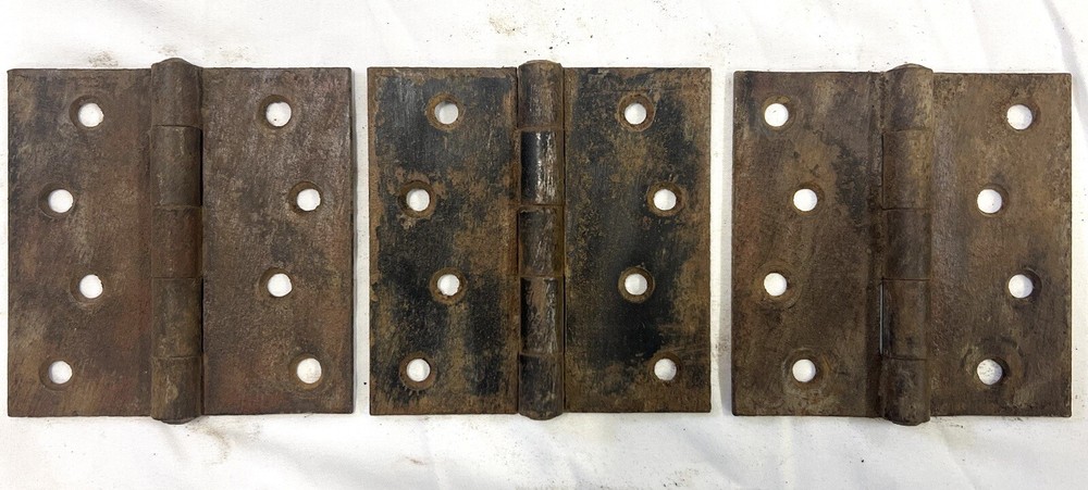 Three Rustic Hinges 4 In X 3 3/4 Gate / Barn Door Hinges