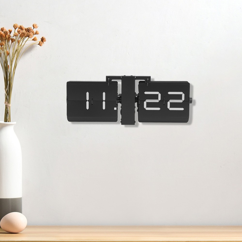 Flip Clock Wall Timer Retro Clock Analog Clock Office Decor Minimalist black