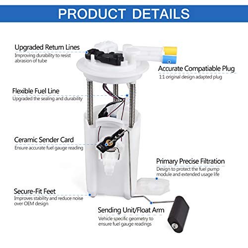 Fuel Pump Assembly w/Sensor Replace# E3508M Compatible with 2000-2003 Chevy