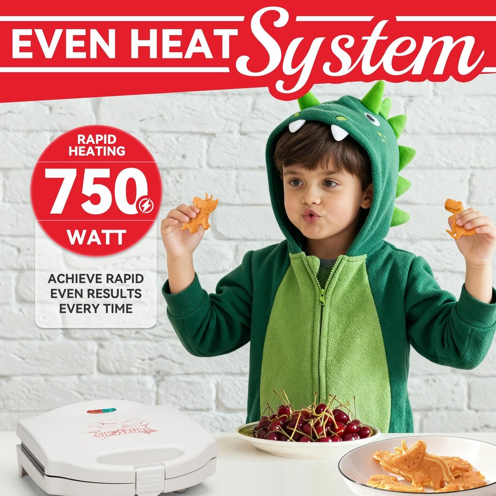 Dinosaur Mini Waffle Maker For Kids Mini Pancake Maker Machine For Halloween 8 D
