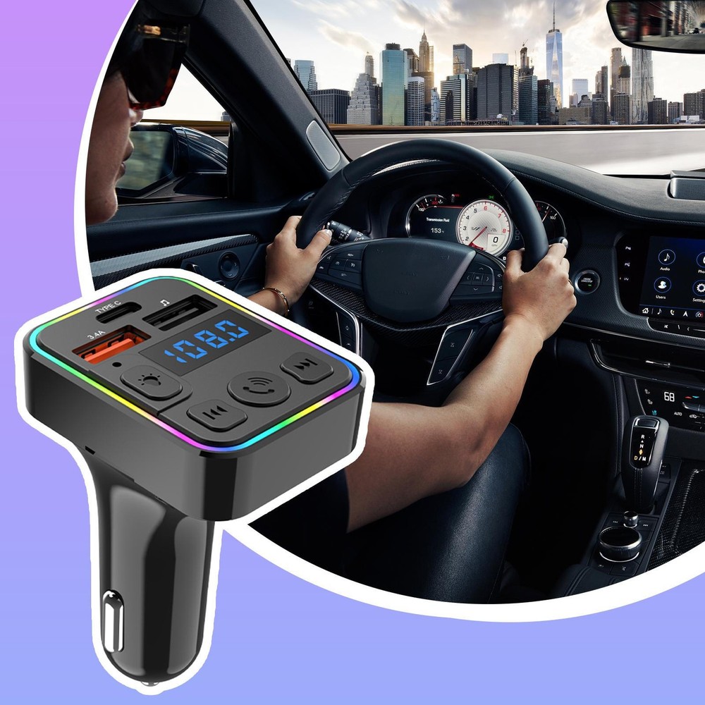 Car Music Adapter MP3 Wireless Transmitter Double USB With Type-C Port