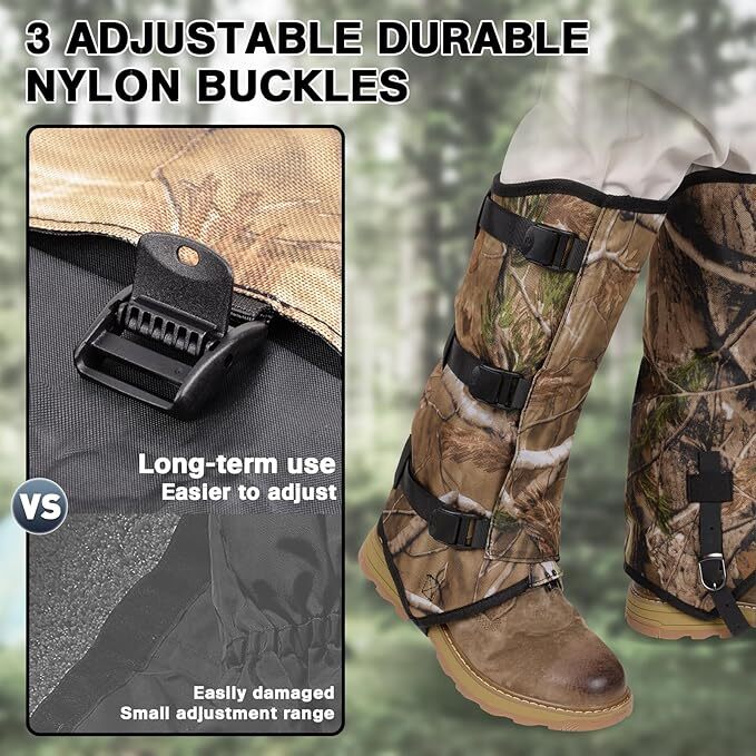 Camo Snake Leg Proof Gaiters, Adjustable Boot Gaiters Waterproof Snake Guards