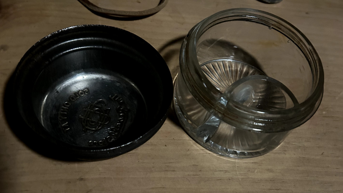 Rexall Vintage Glass Inkwell Apothecary Jar with Metal Lid, Used