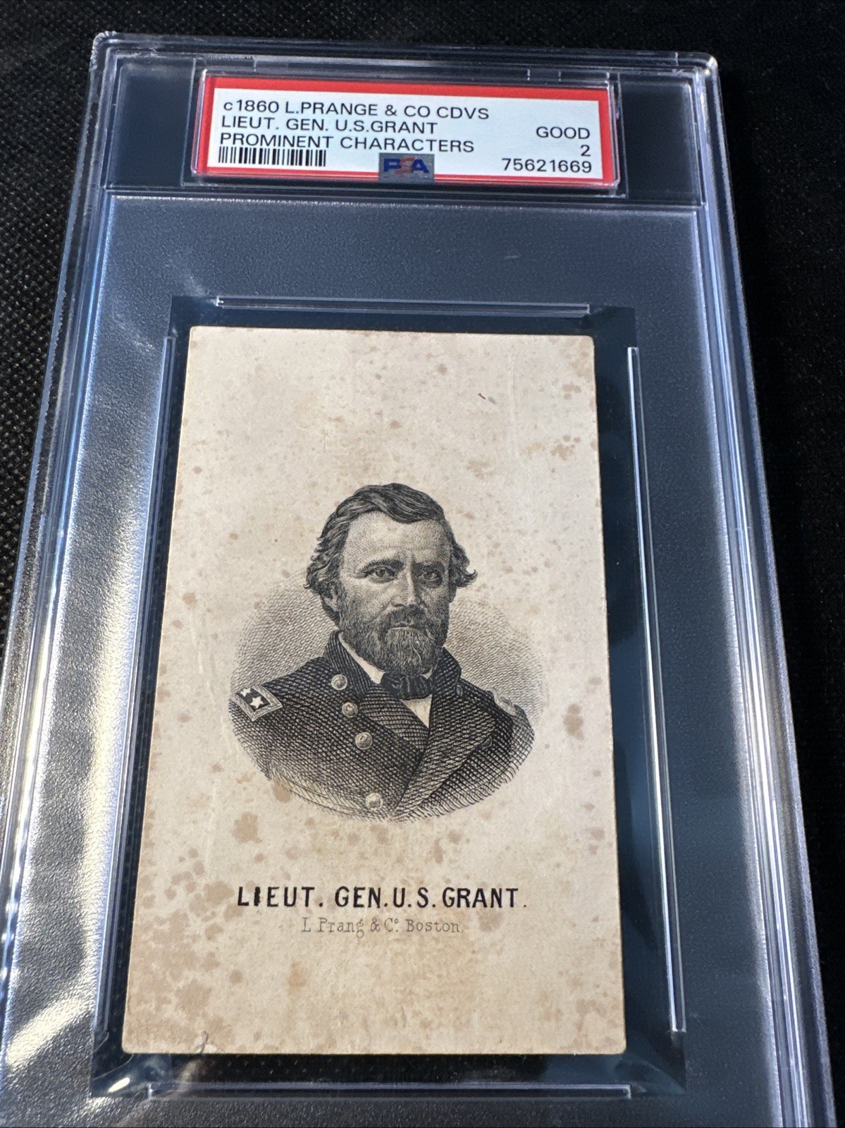1860 L. Prang & Co. CDV Lieutenant General Ulysses S Grant PSA 2