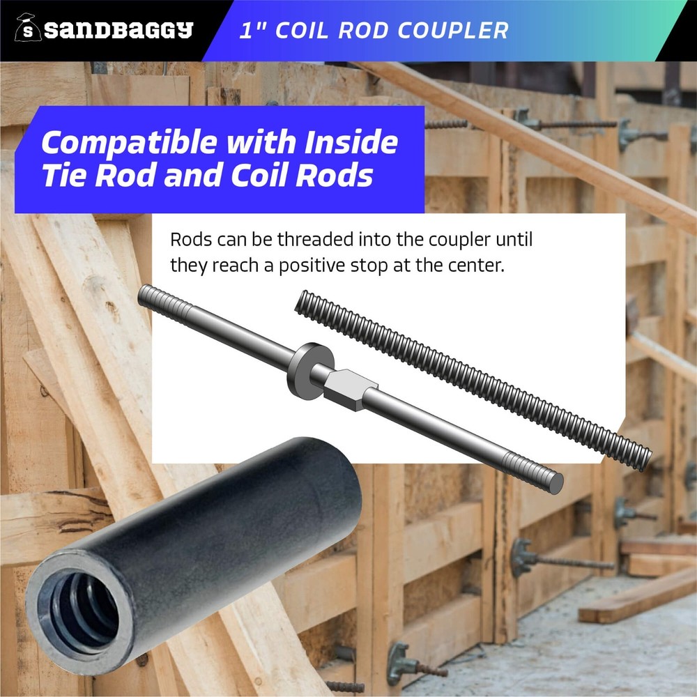 Sandbaggy 1" Coil Rod Coupler - Round Threaded Coupling Nuts