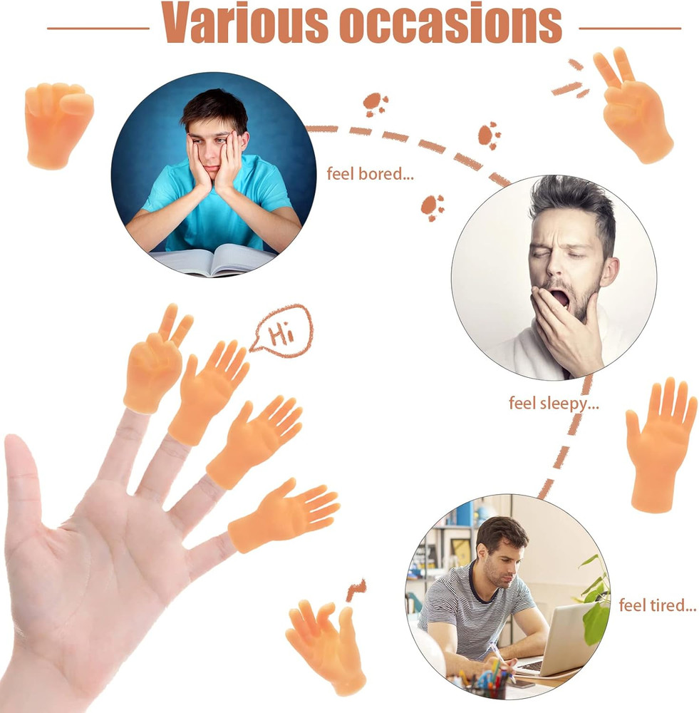 14 Pcs Tiny Finger Hands,Premium Rubber Mini Tiny Finger Hands,Flat Hand Style M