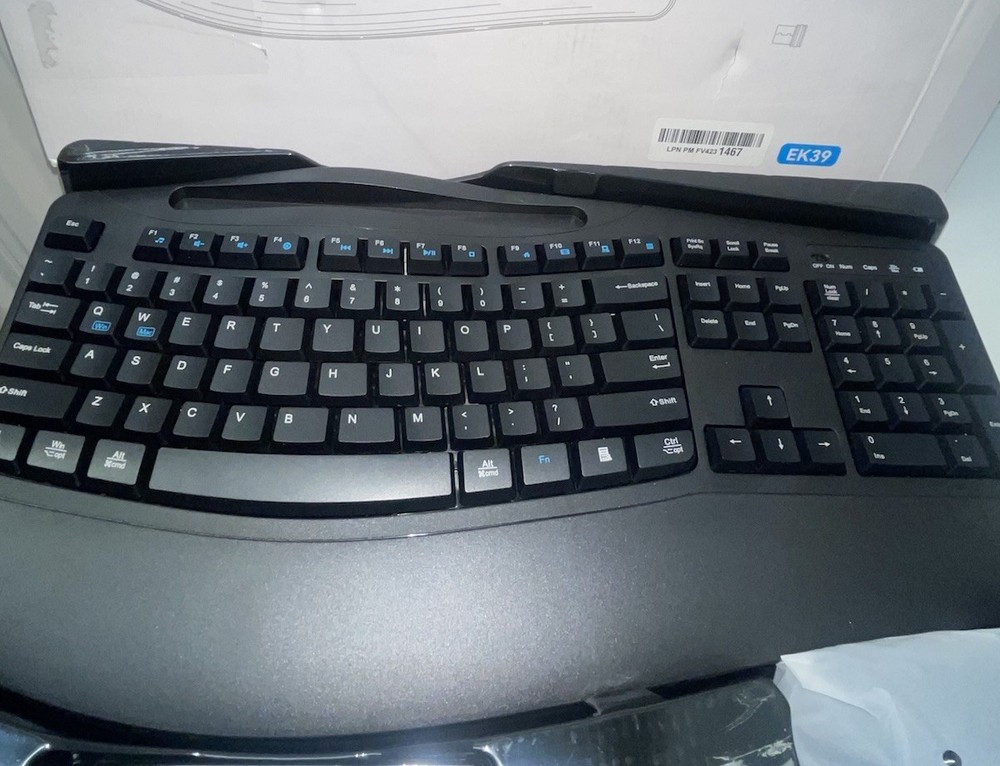 Wireless Keyboard and Mouse Combo, 2.4G Full Size Wave Keys Ergonomic