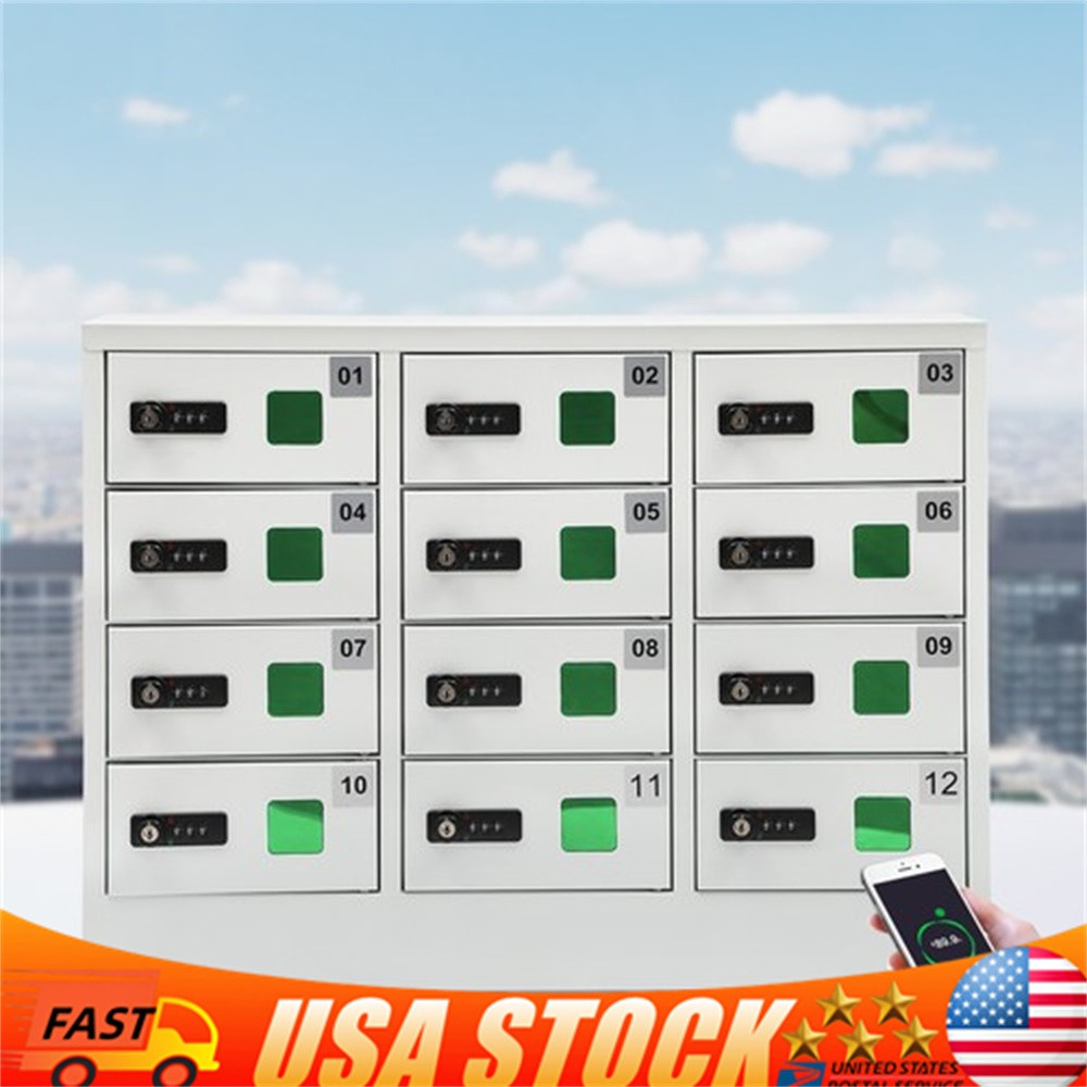 Cellphone Locker 12 Slots Charging Station Combination Lock For iPad Storage