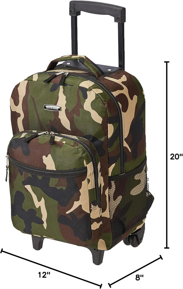 Double Handle 17" Rolling Backpack, Camo