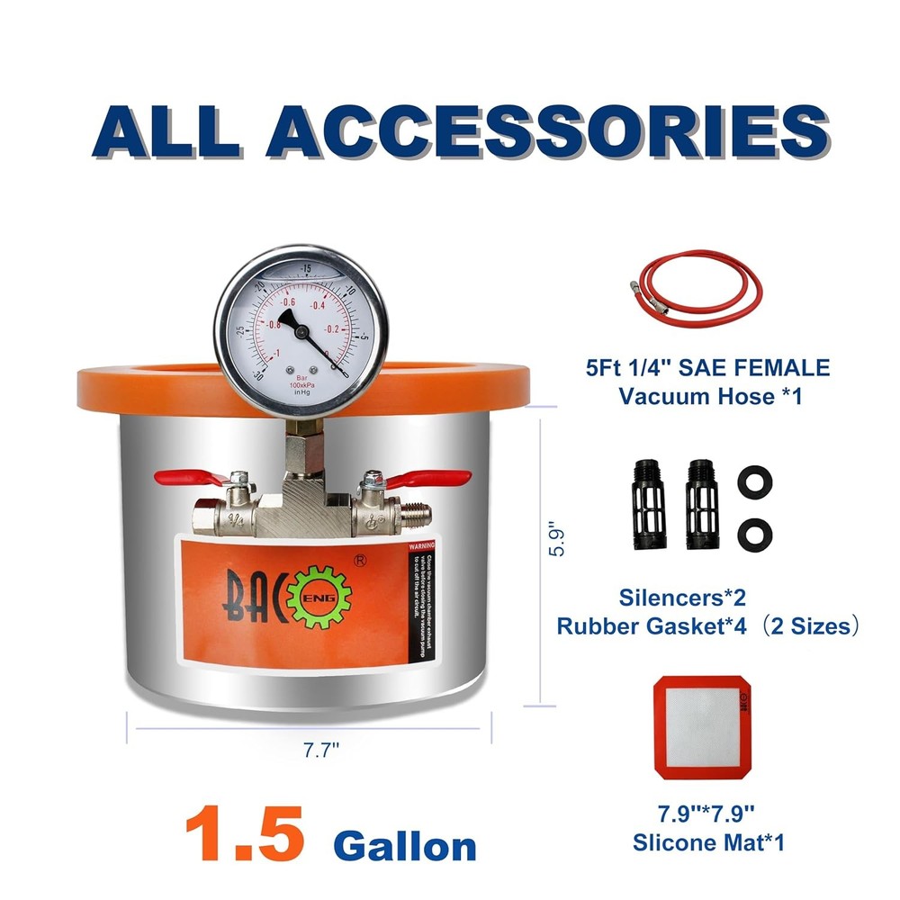 Vacuum Degassing Chamber 1.5 Gal