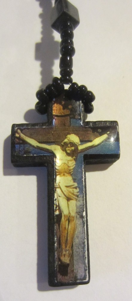 Vintage Rosary Hematite Black Square Beads plus bonus