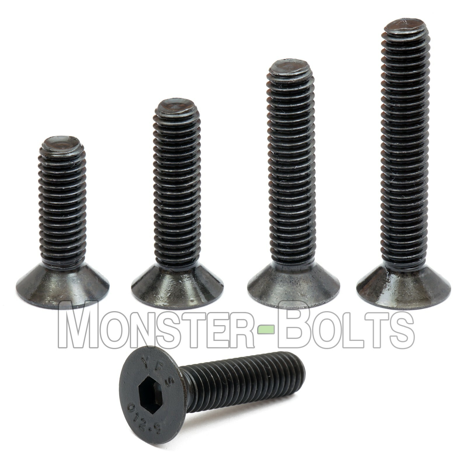 M3 Flat Head Socket Cap Screws, 12.9 Steel w/ Black Oxide DIN 7991, 0.50 Coarse
