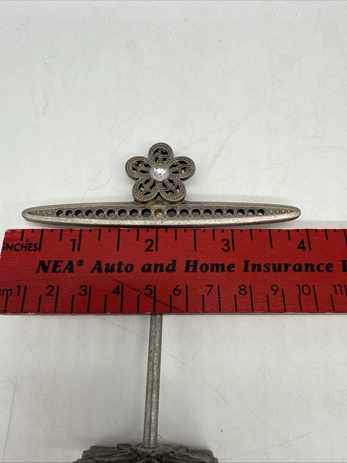 Jewelry Display Stand Earring Holder Organizer Flower Accent Bronze Tone