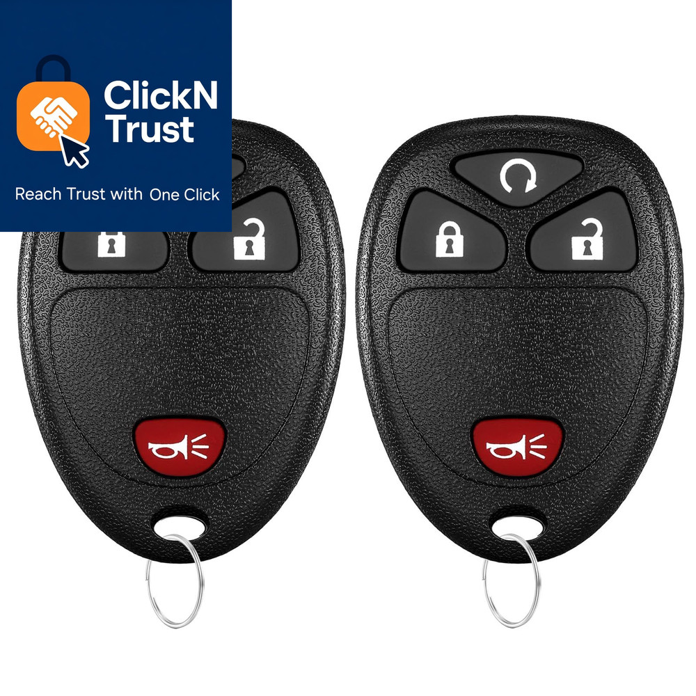 Keyless Entry Remote Start Control Key Fob Replacement Fits 2-Pack, Black