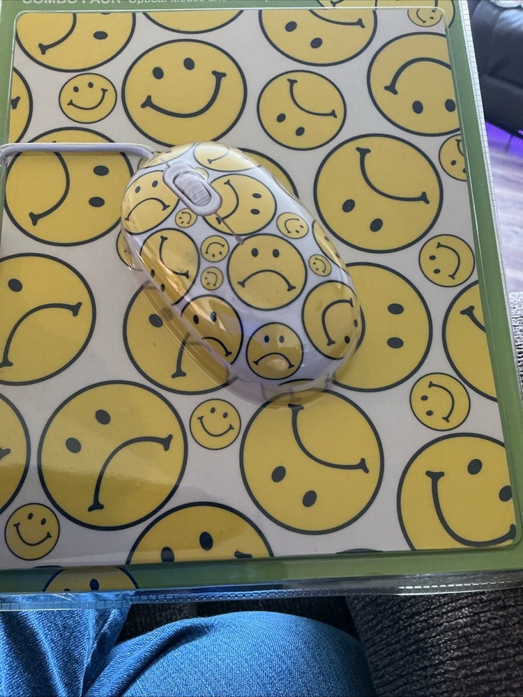 Happy/Sad Face Computer Mouse and Mousepad Combo