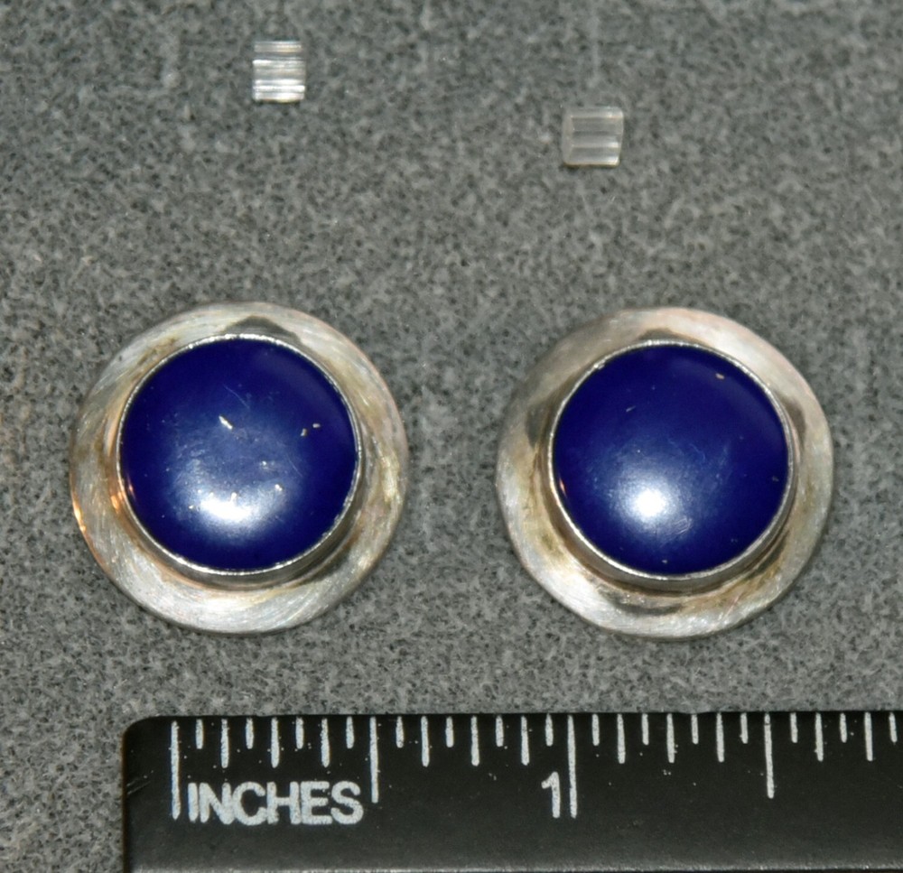 Oval 925 Sterling Silver & Lapis Lazuli Stud Earrings
