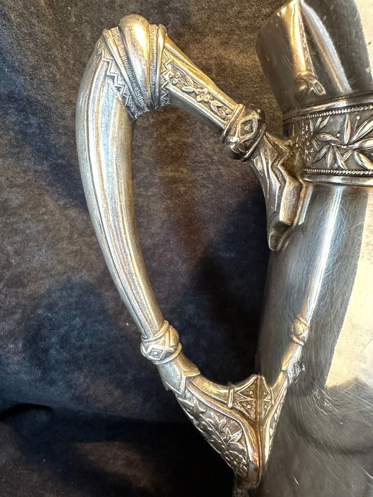 Antique 1868 Rogers & Smith Co. Engraved Silver Plate Insulated Pitcher