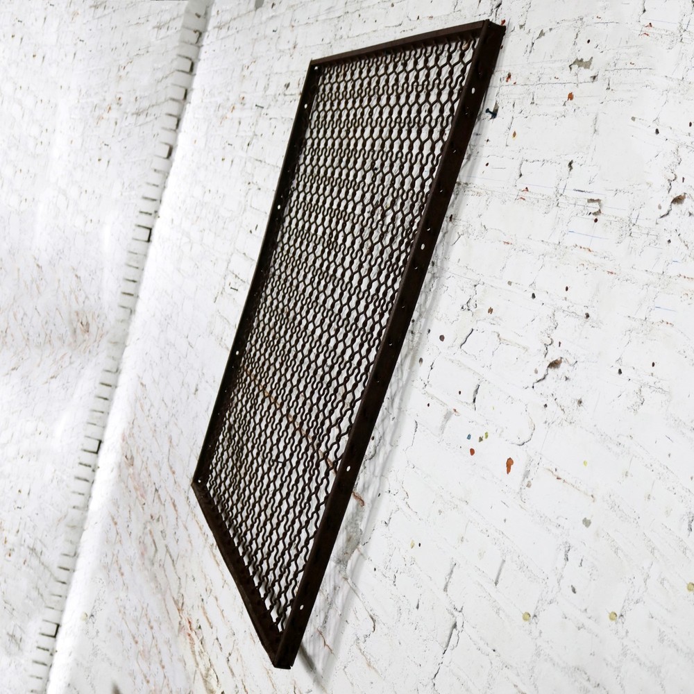 Antique Primitive Industrial Woven Wire Window Security Guard