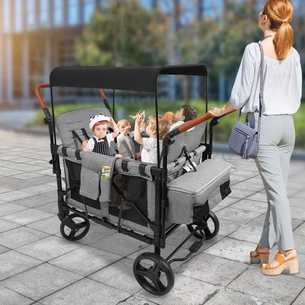 Stroller Wagon Wagon Cart Featuring High Seat Push Bar Wagon Stroller Freestand