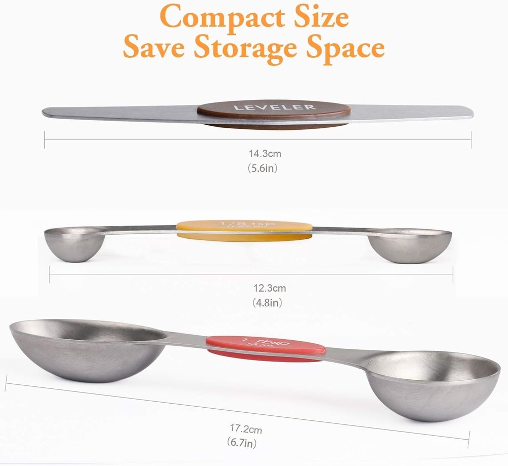 Stackable Magnetic Measuring Spoons - 8-Piece Stainless Steel Culinary Precision