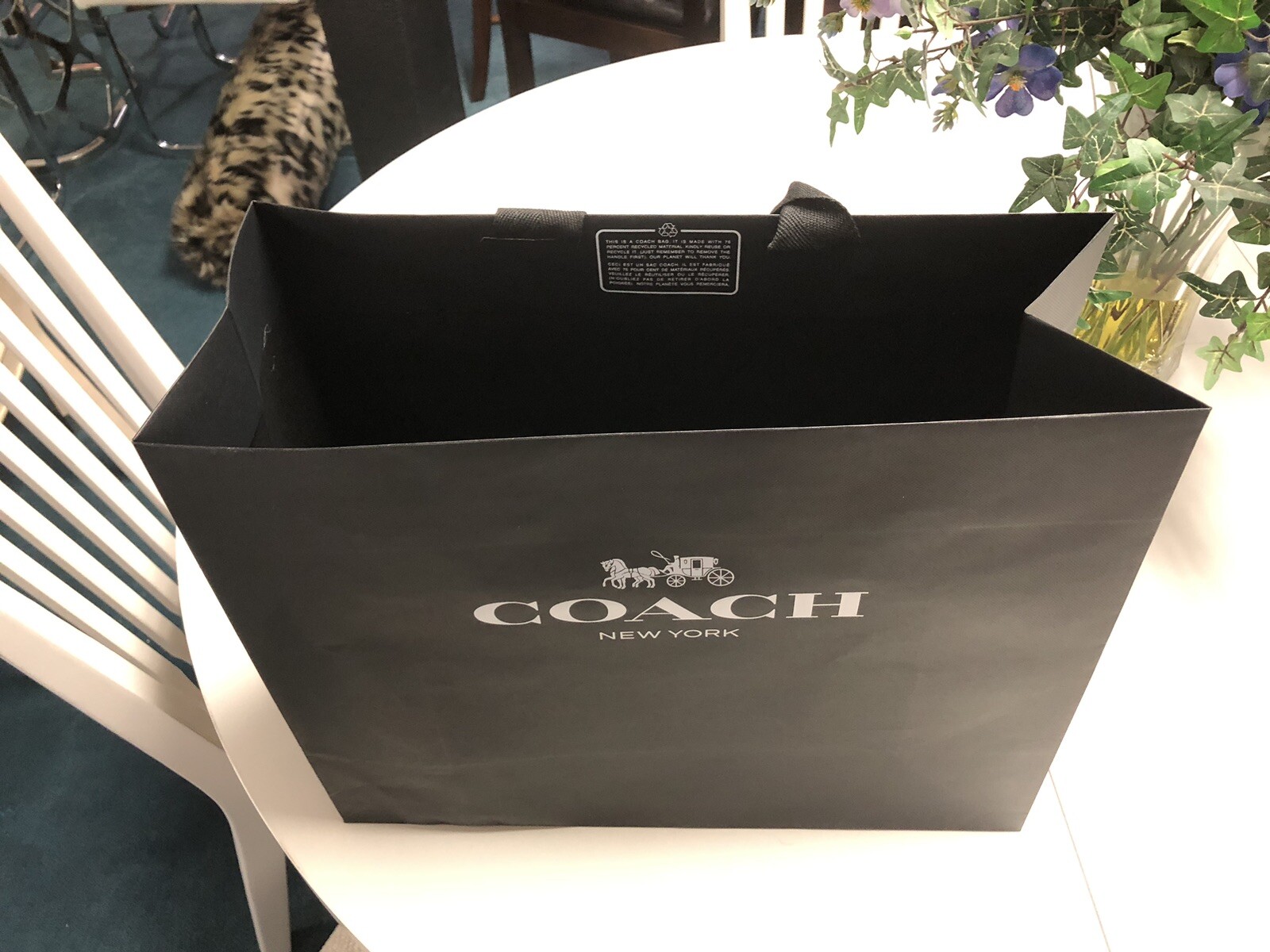 Coach Shopping Bag Reusable LOT OF 2! 16x13x6 Black with silver design logo!