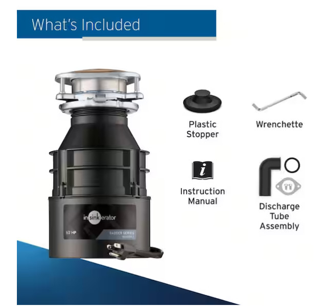 Badger 5, 1/2 HP Continuous Feed Kitchen Garbage Disposal with Power Cord