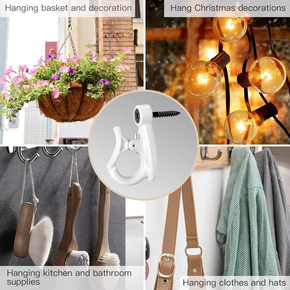 GEZIDEA Light Hanger Hooks,String Light Hooks,Screw-in Hooks for Hanging Stri...
