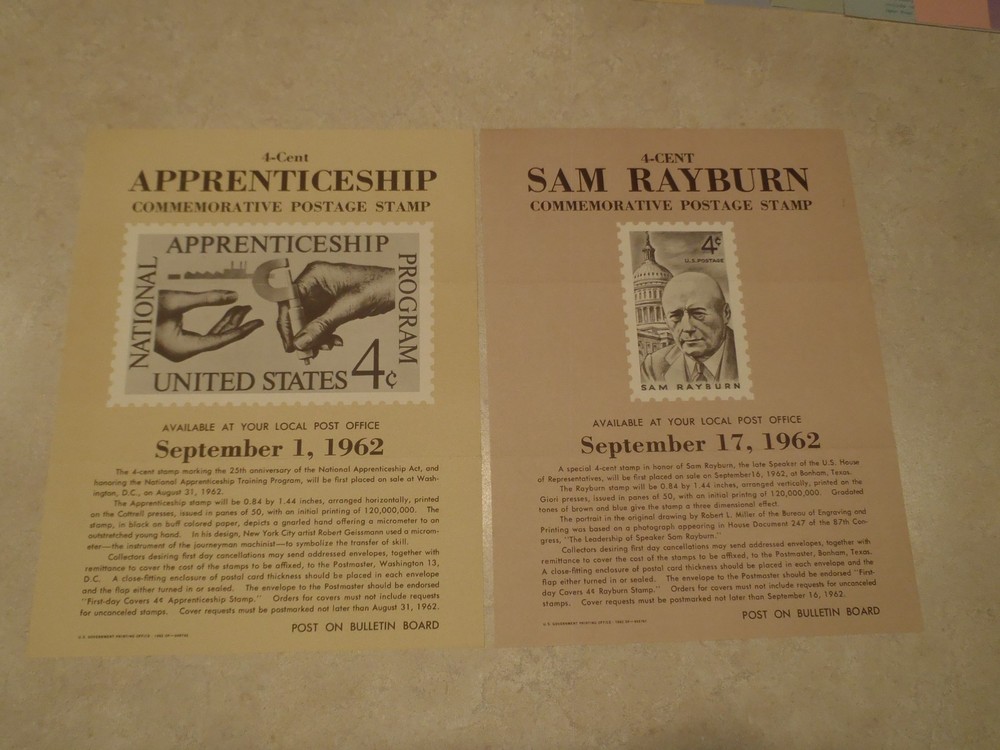 Vintage Postage Stamp Bulletin Poster Lot 1960s Post Office Air Mail 1962 1963