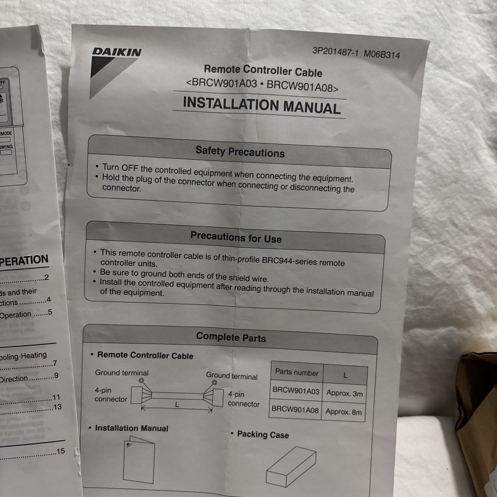 Daikin BRC944B2 Room Air Conditioner Optional Slender Remote Controller NEW