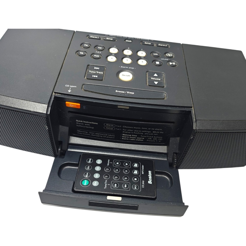 Boston Microsystem Stereo CD Alarm Clock Radio w/ Remote - Fully Functional!