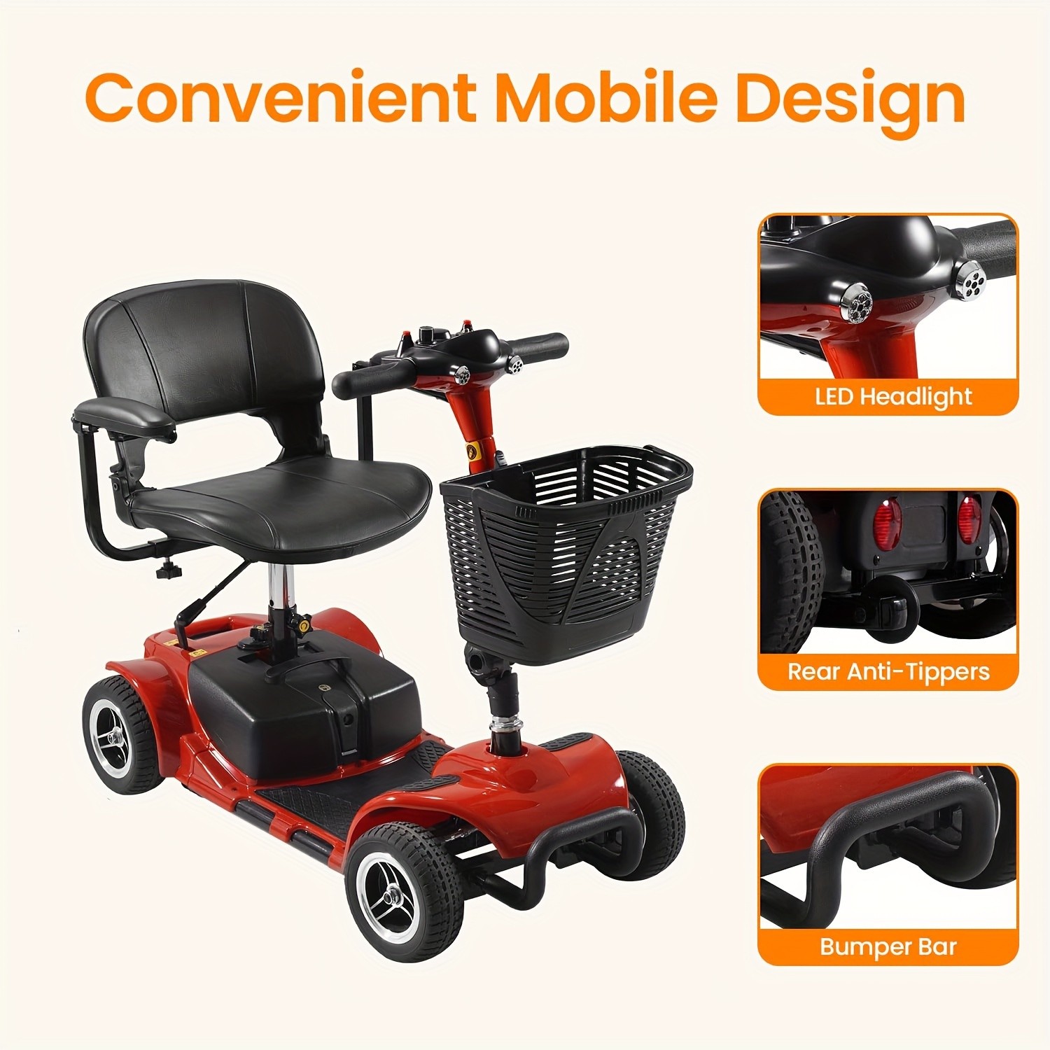 Used 4 Wheel Mobility Scooter Power Wheelchair Folding Electric Scooters Travel