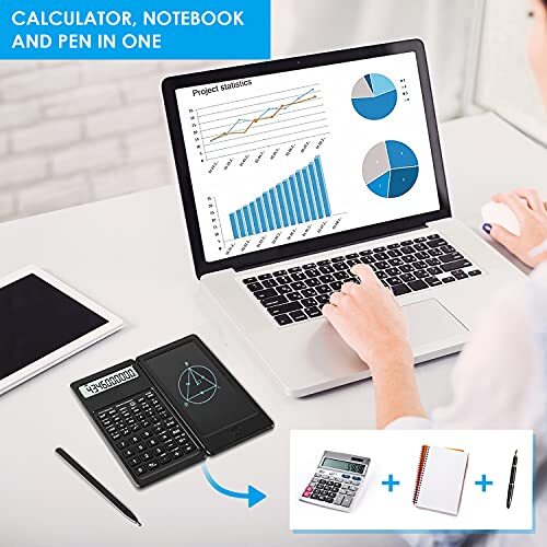 Scientific Calculators for Students, 10-Digit Large Screen, Math Black