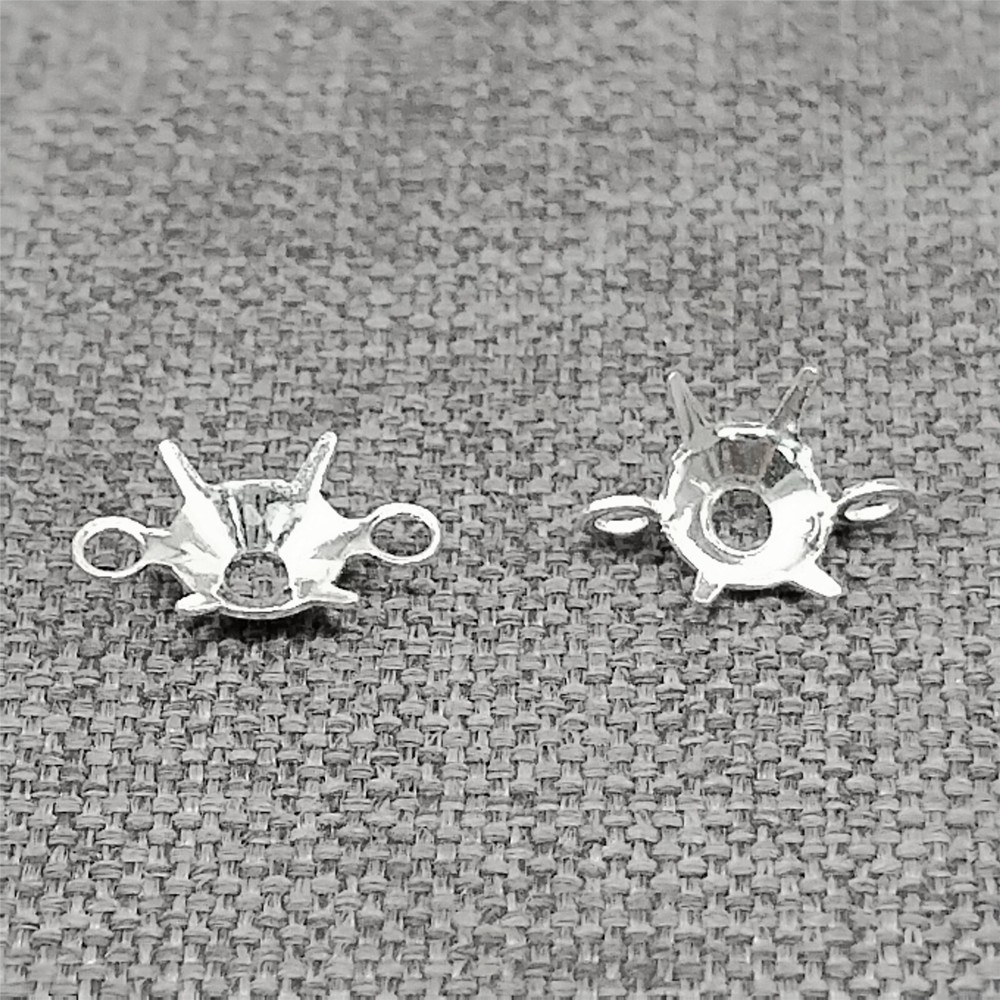 25 Sterling Silver Bezel Settings for 4mm Stone 4 Prong Claw Setting