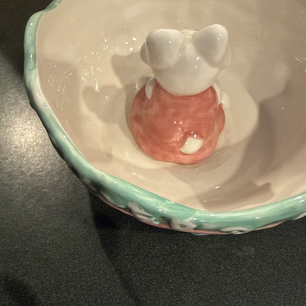 Happy Easter Bunny In Bowl Candy Dish