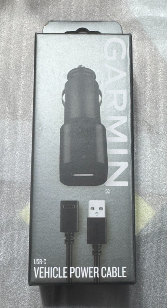 Genuine OEM Garmin Vehicle Power Cord, USB-A to USB-C Cable with 12-Volt Adapter