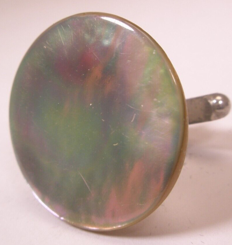 Abalone SINGLE Vintage Cuff Link replace lost/broken zL51