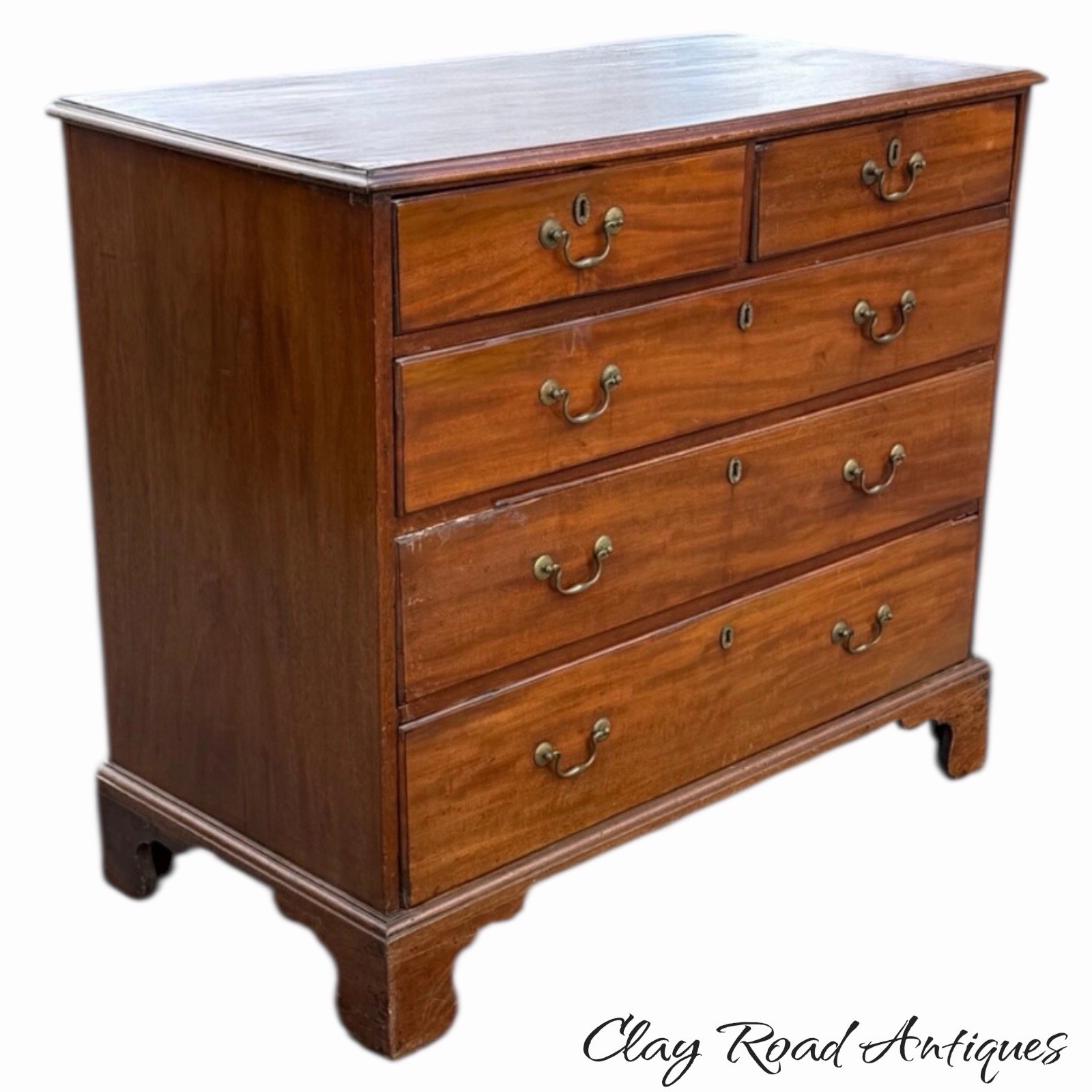 Antique walnut chippendale chest of drawers dresser bracket feet 1780 country