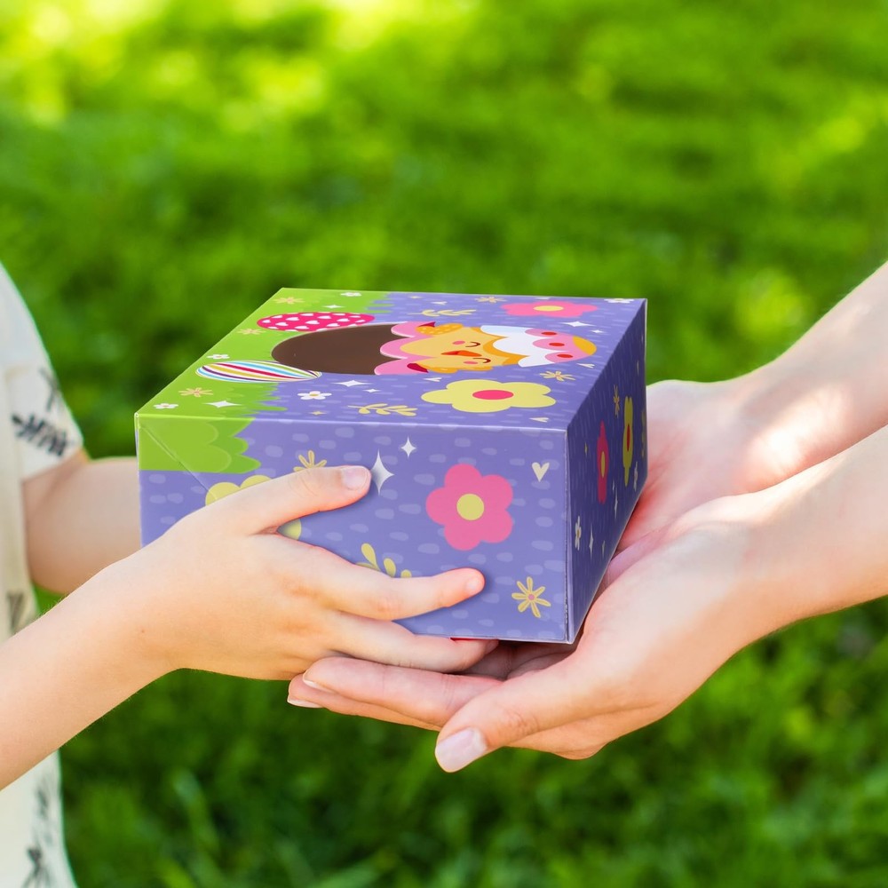 36 Pcs Easter Cookie Treat Boxes with Shape Window Bunny Egg Flower Cupcake B...