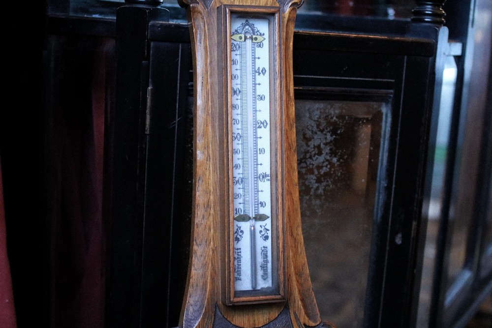Large Antique Victorian Barometer / Thermometer