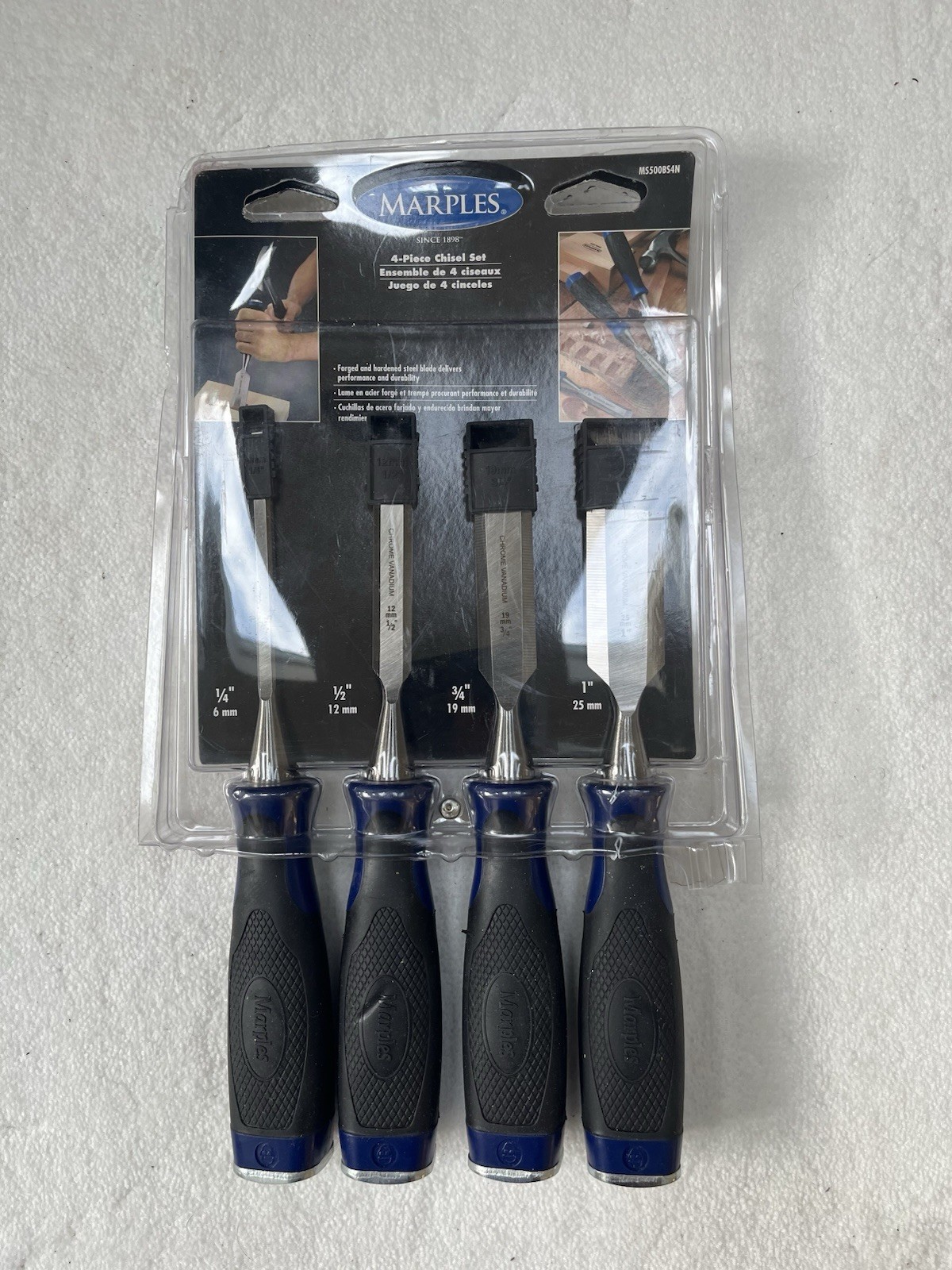 Marples 4 Piece Chisel Set 1/4” 1/2” 3/4” 1” House Tools ONE IS USED