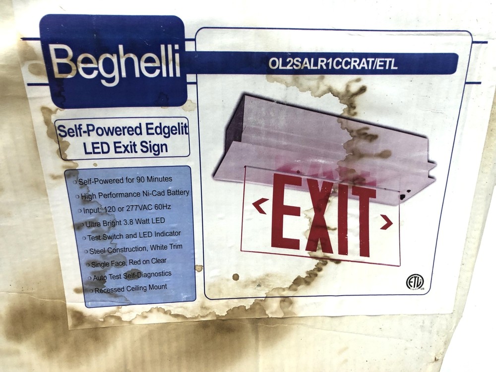 Beghelli OL2 Self Powered Edge Lit LED Exit Sign Please Read