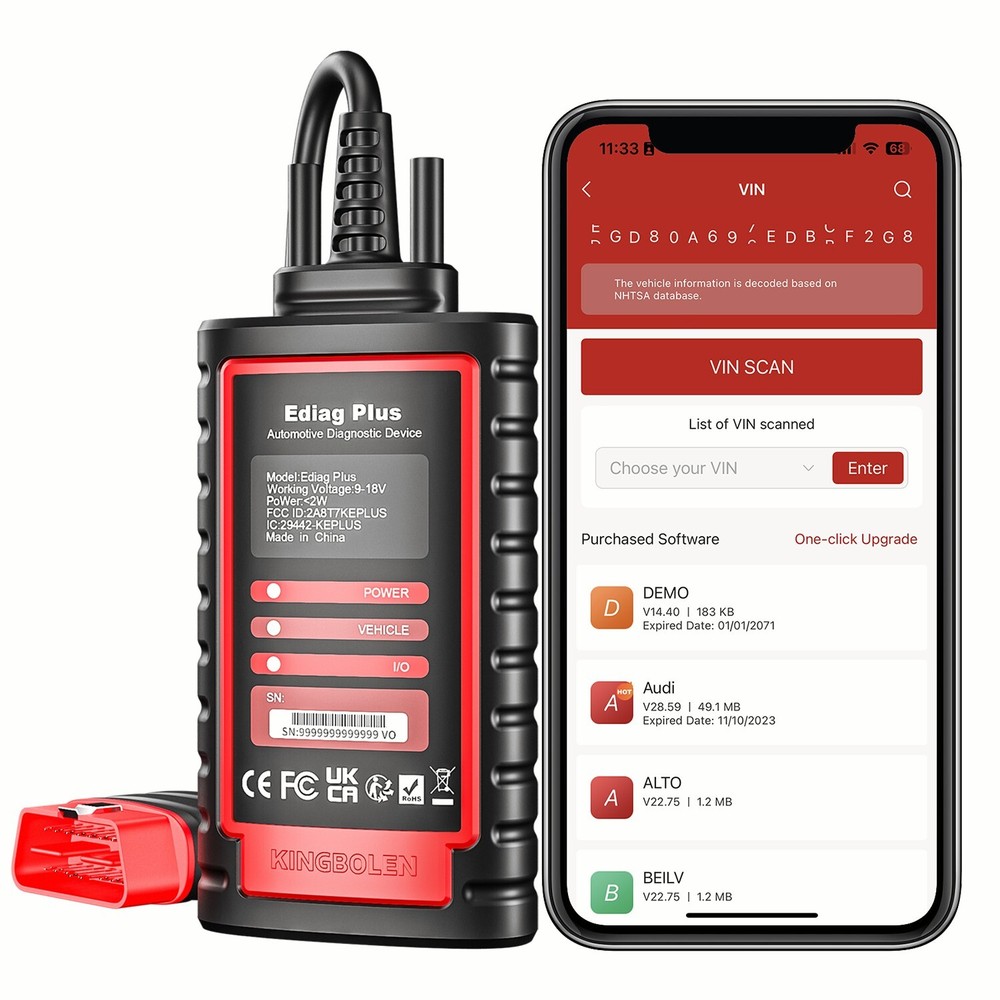 Kingbolen Ediag Plus Bidirectional OBD2 Scanner Car Diagnostic ECU Coding Tool