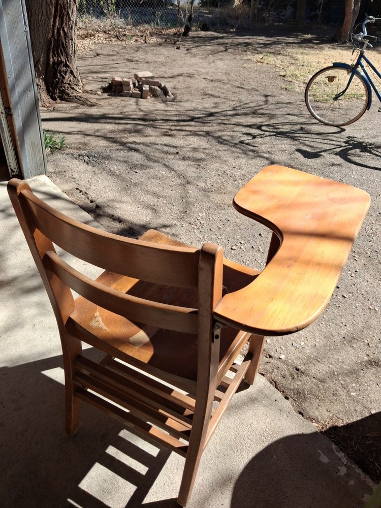 Vtg Solid Wood School Desk
