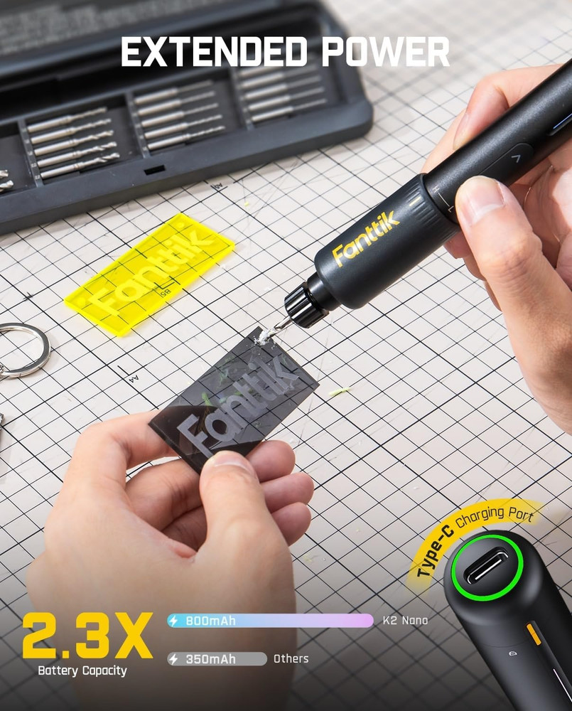 K2 Nano Power Drill Kit - Mini Precision Hand Drill with 20 Bits, Rechargeable