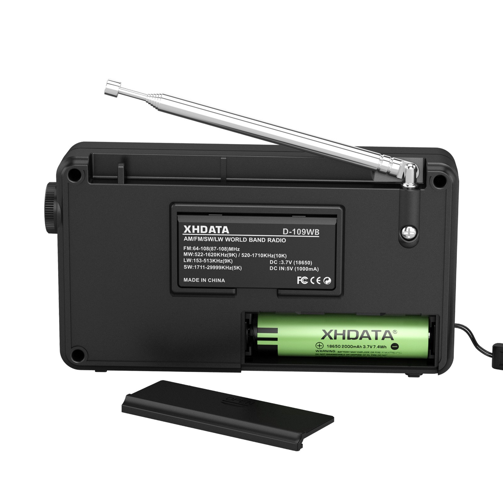 XHDATA D109WB Portable Digital Radio FM/MW/LW/SW Bluetooth Global Band Earphone