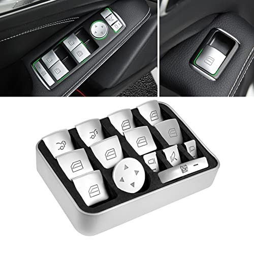 Inner Door Power Window Switch Button Covers Trim Sticker Replacement Silver