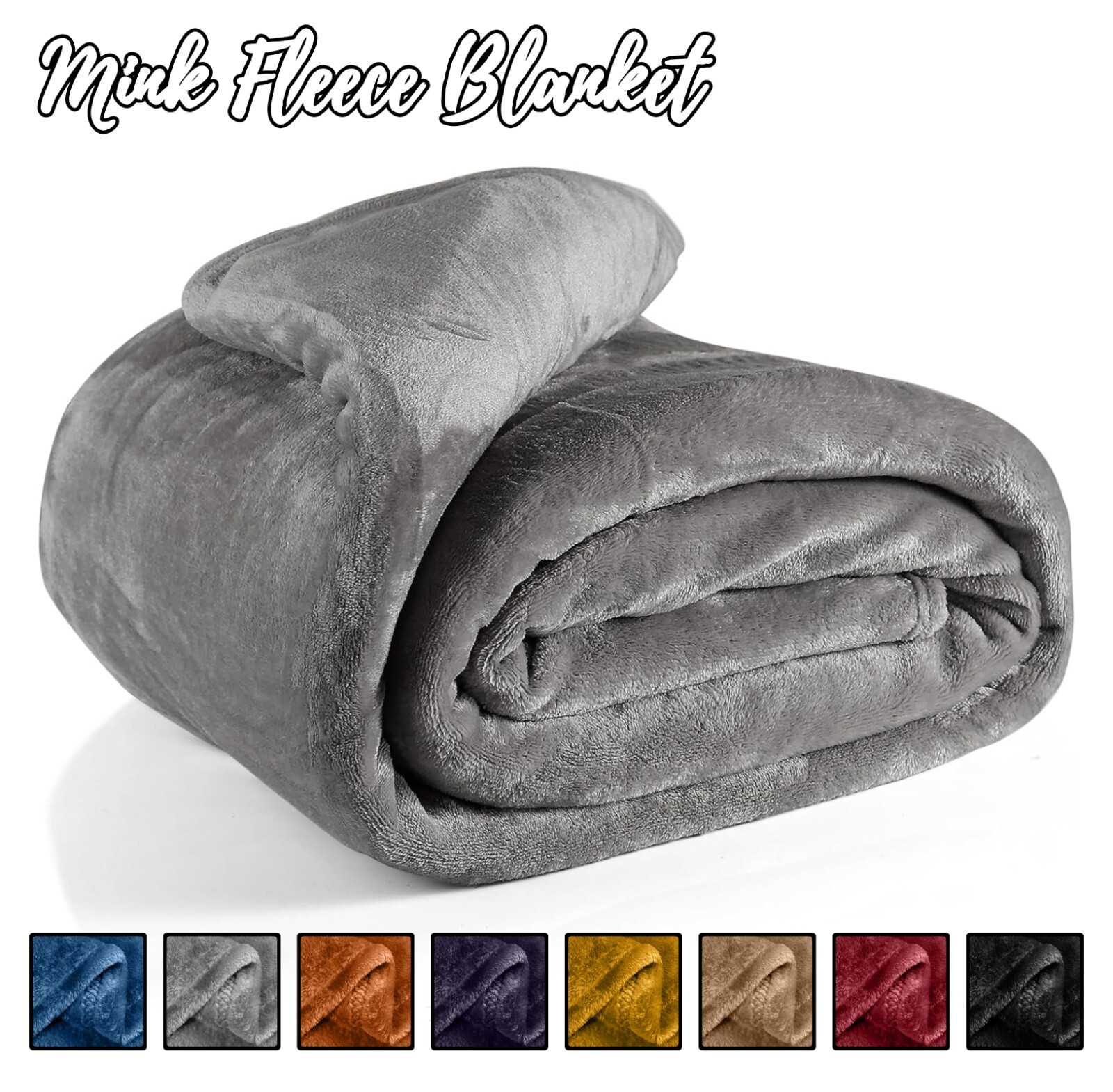 Large Mink Fleece Blanket Soft Light Weight Bed Blankets Throws Twin Queen Size