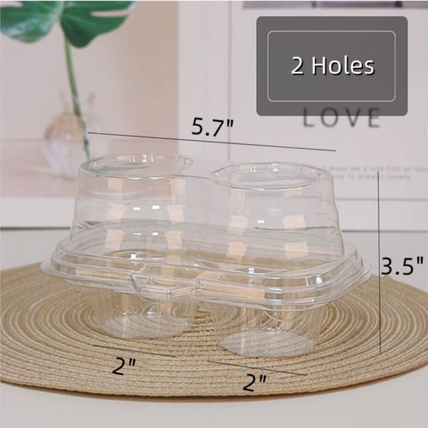 30 PCS Clear Cupcake Boxes 2 Compartment Plastic Stackable Muffin Carrier