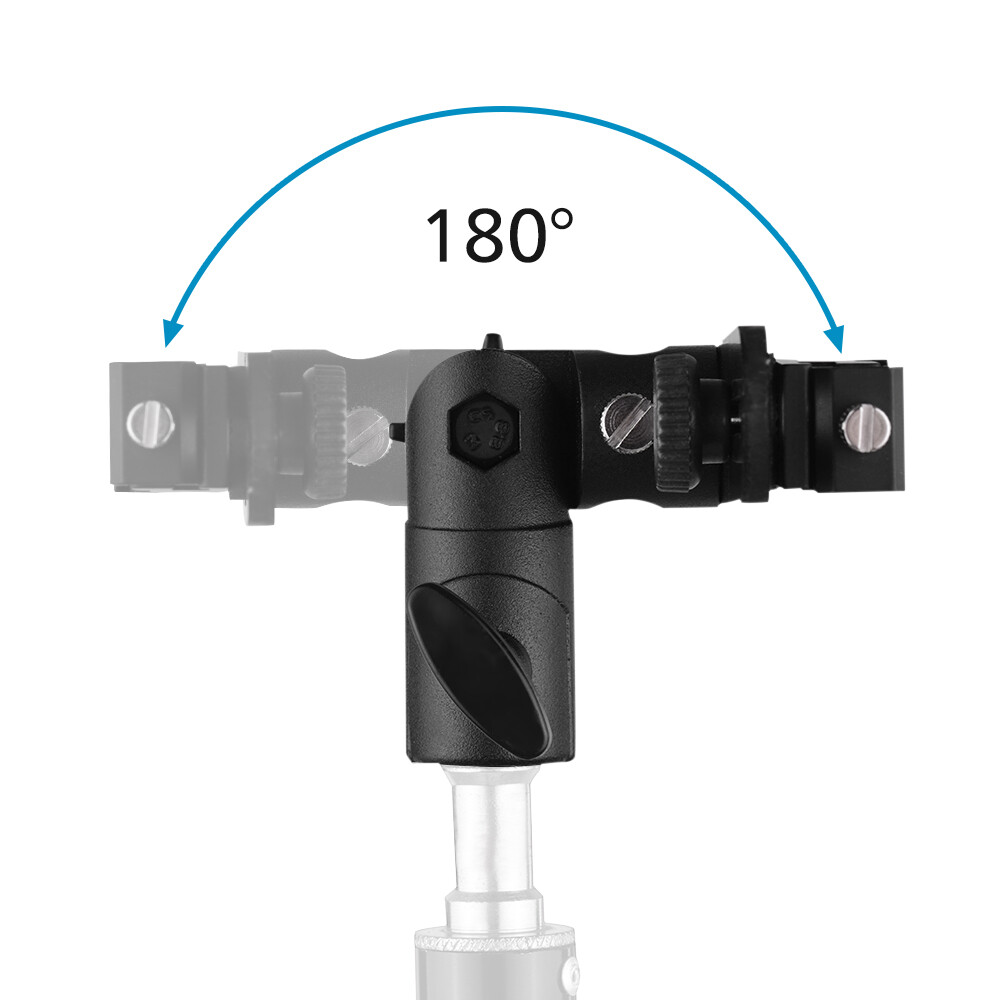 T-shaped Dual Flash Bracket Flash Speedlite Stand with 2 Cold Shoe Mounts B5S1