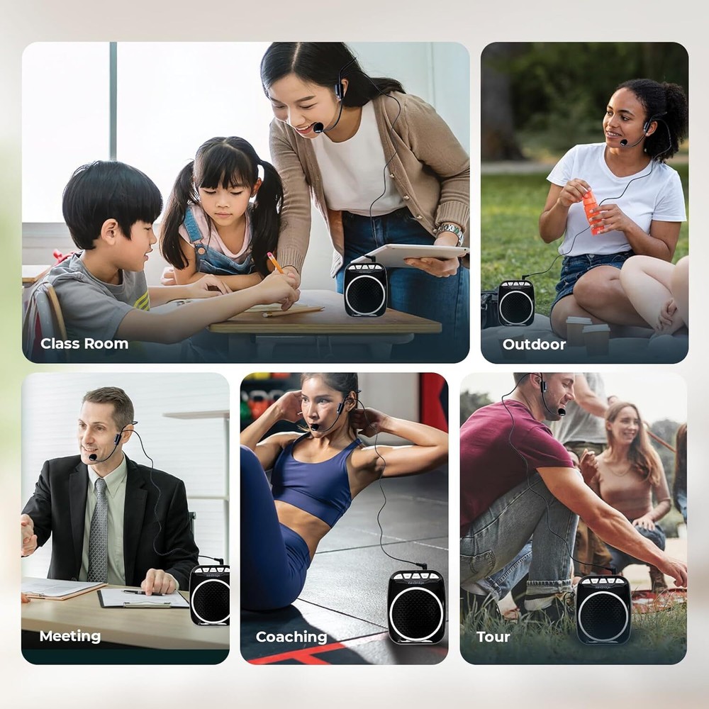 Portable Amplifier with Headset Microphone Personal Speaker Microphone